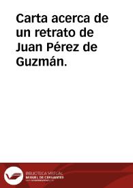 Portada:Carta acerca de un retrato de Juan Pérez de Guzmán.