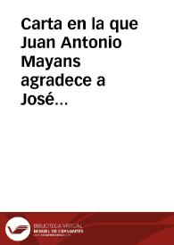 Portada:Carta en la que Juan Antonio Mayans agradece a José Cornide sus opiniones y le indica la importancia de los estudios etimológicos para el conocimiento de los pueblos.