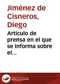 Portada:Artículo de prensa en el que se informa sobre el descubrimiento de dos yacimientos arqueológicos en Cartagena en los que la mayor parte de materiales han desaparecido.