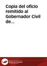Portada:Copia del oficio remitido al Gobernador Civil de Oviedo por la Dirección General de Administración en el que se insta a la Diputación Provincial a que consigne en sus presupuestos la cantidad suficiente para atender los servicios encomendados a la Comisión de Monumentos de Oviedo.