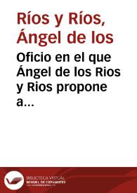 Portada:Oficio en el que Ángel de los Rios y Rios propone a Eduardo de la Pedraja y Fernández Samaniego como Correspondiente de la Real Academia de la Historia en Santander a causa de sus méritos, como el trabajo llevado a cabo para recuperar el sello concejil de San Vicente de la Barquera. También se menciona el envío del calco de ese sello.