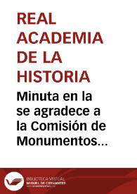 Portada:Minuta en la se agradece a la Comisión de Monumentos de Santander el envío del informe y el plano de los restos arqueológicos de San Martín y se sugiere primero que se recojan y depositen en el Museo Provincial de Santander algunos de los elementos más significativos, y después, que se haga el seguimiento de las obras del Puerto, por si apareciesen nuevos materiales.