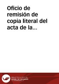 Portada:Oficio de remisión de copia literal del acta de la junta de la Comisión de Monumentos de Sevilla en que consta el acuerdo acerca del antiguo acueducto llamado los Caños de Carmona.