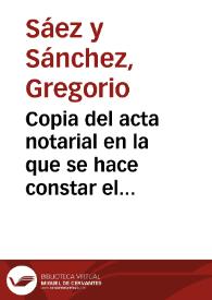 Portada:Copia del acta notarial en la que se hace constar el descubrimiento y descripción de los objetos de la cartela del acueducto de Segovia.