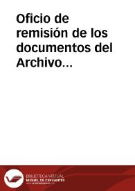 Portada:Oficio de remisión de los documentos del Archivo General Militar con destino al Archivo Histórico Nacional.