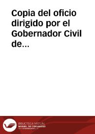 Portada:Copia del oficio dirigido por el Gobernador Civil de Soria a Lorenzo Aguirre, en el cual se le autoriza la comisión conferida respecto a la adquisición de terrenos para continuar las excavaciones de Numancia.