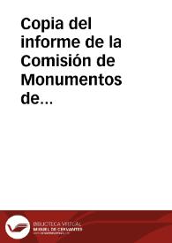 Portada:Copia del informe de la Comisión de Monumentos de Soria sobre los acontecimientos ocurridos últimamente en la Ermita de San Baudelio de Casillas de Berlanga.