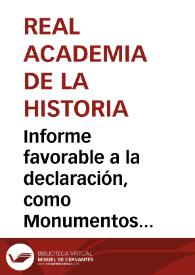 Portada:Informe favorable a la declaración, como Monumentos Nacionales, del claustro de la colegiata de San Pedro y la iglesia de San Juan de Rabanera de Soria.