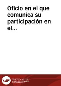 Portada:Oficio en el que comunica su participación en el estudio y la publicación de las inscripciones que se hallen en España.