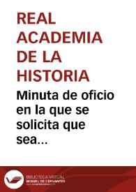 Portada:Minuta de oficio en la que se solicita que sea restituida la asignación económica que tenía el Museo de Tarragona para la compra de objetos arqueológicos.