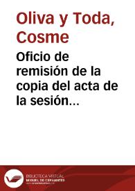Portada:Oficio de remisión de la copia del acta de la sesión de 10-10-1931 de la Comisión de Monumentos de Tarragona.