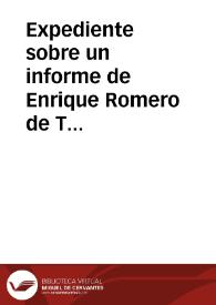 Portada:Expediente sobre un informe de Enrique Romero de Torres acerca de las antigüedades romanas de Encina Hermosa.