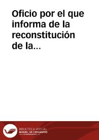 Portada:Oficio por el que informa de la reconstitución de la Comisión Provincial de Monumentos y sobre la prospección arqueológica efectuada en Iruña.