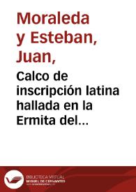 Portada:Calco de inscripción latina hallada en la Ermita del Santo Cristo de la Luz.