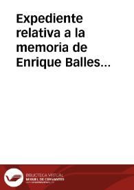 Portada:Expediente relativa a la memoria de Enrique Ballesteros sobre el cementerio hebreo de Ávila.