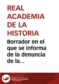 Portada:Borrador en el que se informa de la denuncia de la Comisión de Monumentos de Valladolid a causa del arranque de la verja del antiguo convento de San Benito.