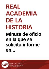 Portada:Minuta de oficio en la que se solicita informe en relación al valor histórico de los Arcos de Zamora y Cuartos de Talavera de la Reina.