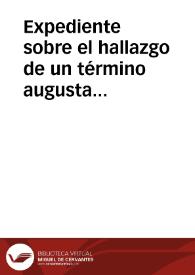 Portada:Expediente sobre el hallazgo de un término augustal en Ledesma, publicado en el Boletín de la Academia.