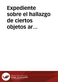 Portada:Expediente sobre el hallazgo de ciertos objetos arqueológicos en una mina de Murcia.