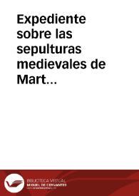 Portada:Expediente sobre las sepulturas medievales de Martiherrero (Ávila).