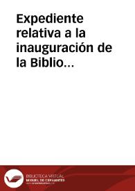 Portada:Expediente relativa a la inauguración de la Biblioteca y Museo Teresiano en Ávila.