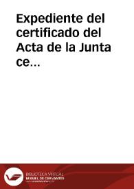 Portada:Expediente del certificado del Acta de la Junta celebrada por la Comision de Monumentos de Badajoz con el propósito de enajenar el palacio de la Marquesa de Monsalud donde se guardan obras artísticas que deben ser conservadas
