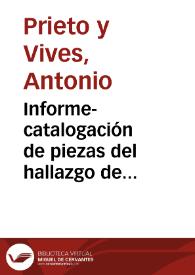 Portada:Informe-catalogación de piezas del hallazgo de Belalcázar. Utiliza el Vives y señala los tipos nuevos transcribiendo sus leyendas.
