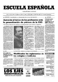 Portada:Escuela española. Año LVI, núm. 3264, 1 de febrero de 1996