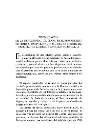 Portada:Restauración de la ex catedral de Roda, Real monasterio de Sigena, castillo y colegiata de Alquézar, castillo de Loarre y retablo de Capella / F. J. Sánchez Cantón