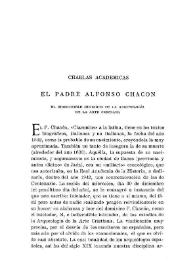Portada:Charlas académicas : el Padre Alfonso Chacón, el indiscutible iniciador de la Arqueología de la Arte Cristiana / Elías Tormo
