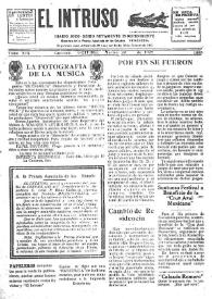 Portada:El intruso. Diario Joco-serio netamente independiente. Tomo XIX, núm. 1885, martes 25 de octubre de 1927