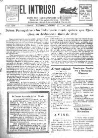 Portada:El intruso. Diario Joco-serio netamente independiente. Tomo XIX, núm. 1893, viernes 4 de noviembre de 1927