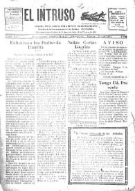 Portada:El intruso. Diario Joco-serio netamente independiente. Tomo XX, núm. 1904, jueves 17 de noviembre de 1927