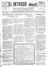Portada:El intruso. Diario Joco-serio netamente independiente. Tomo VXX, núm. 1920, martes 6 de diciembre de 1927 [sic]