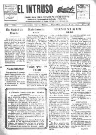 Portada:El intruso. Diario Joco-serio netamente independiente. Tomo VXX, núm. 1922, jueves 8 de diciembre de 1927 [sic]