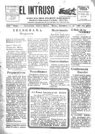 Portada:El intruso. Diario Joco-serio netamente independiente. Tomo VXX, núm. 1926, martes 13 de diciembre de 1927 [sic]