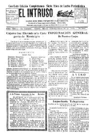 Portada:El intruso. Diario Joco-serio netamente independiente. Tomo XXV, núm. 1961, domingo 22 de enero de 1928