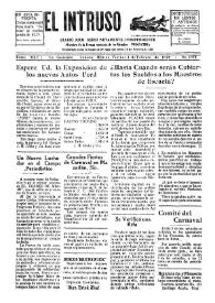 Portada:El intruso. Diario Joco-serio netamente independiente. Tomo XXV, núm. 1971, viernes 3 de febrero de 1928