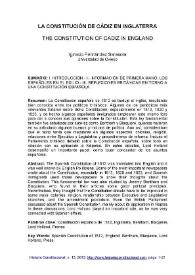 La Constitución de Cádiz en Inglaterra = The Constitution of Cádiz in England / Ignacio Fernández Sarasola | Biblioteca Virtual Miguel de Cervantes