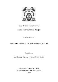 Portada:Emilio Carrere, escritor de novelas / María José Gutiérrez Barajas