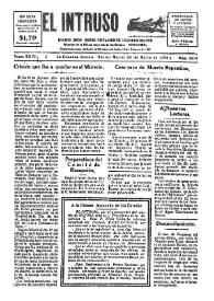 Portada:El intruso. Diario Joco-serio netamente independiente. Tomo XXVI, núm. 2010, martes 20 de marzo de 1928