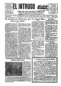 Portada:El intruso. Diario Joco-serio netamente independiente. Tomo XXVI, núm. 2022, miércoles 4 de abril de 1928