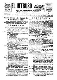 Portada:El intruso. Diario Joco-serio netamente independiente. Tomo XXVI, núm. 2045, jueves 3 de mayo de 1928