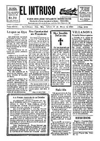 Portada:El intruso. Diario Joco-serio netamente independiente. Tomo XXVI, núm. 2061, sábado 19 de mayo de 1928
