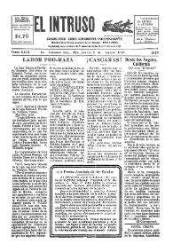 Portada:El intruso. Diario Joco-serio netamente independiente. Tomo XXVI, núm. 2125, jueves 2 de agosto de 1928