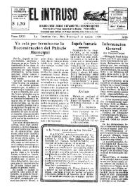 Portada:El intruso. Diario Joco-serio netamente independiente. Tomo XXVI, núm. 2128, domingo 5 de agosto de 1928