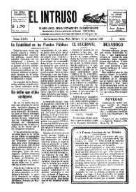Portada:El intruso. Diario Joco-serio netamente independiente. Tomo XXVI, núm. 2133, sábado 11 de agosto de 1928