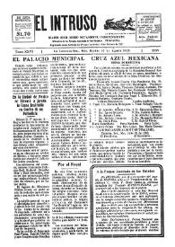 Portada:El intruso. Diario Joco-serio netamente independiente. Tomo XXVI, núm. 2135, martes 14 de agosto de 1928