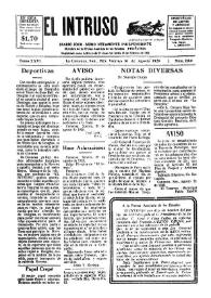 Portada:El intruso. Diario Joco-serio netamente independiente. Tomo XXVI, núm. 1240, viernes 31 de agosto de 1928