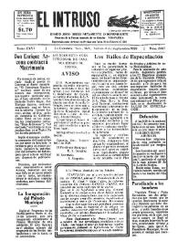 Portada:El intruso. Diario Joco-serio netamente independiente. Tomo XXVI, núm. 2247, sábado 8 de septiembre de 1928